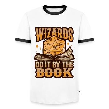 Fantasy Rpg RPG Shirt for RPG WIZARD - Men's Ringer Shirt - white/black - Front - AI Model Female 172 light (172cm) & AI Model Male 178 dark (178cm)