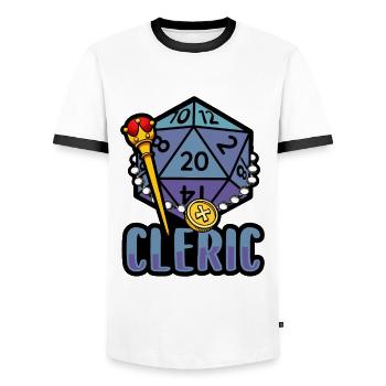 Fantasy Rpg RPG Shirt for Cleric RPG Gamer - Men's Ringer Shirt - white/black - Front - AI Model Female 172 light (172cm) & AI Model Male 178 dark (178cm)