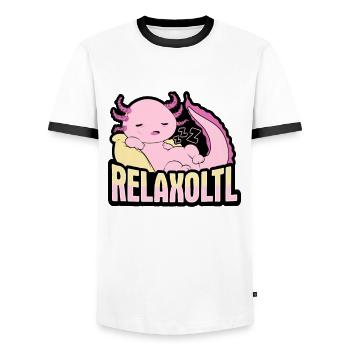 Relaxolotl Axolotl Design für einen Axolotl Fan - Männer Kontrast-T-Shirt - Weiß/Schwarz - Vorne - AI Model Female 172 light (172cm) & AI Model Male 178 dark (178cm)