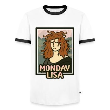 Leonardo da Vinci Mona Lisa Da Vinci Kunst - Männer Kontrast-T-Shirt - Weiß/Schwarz - Vorne - AI Model Female 172 light (172cm) & AI Model Male 178 dark (178cm)