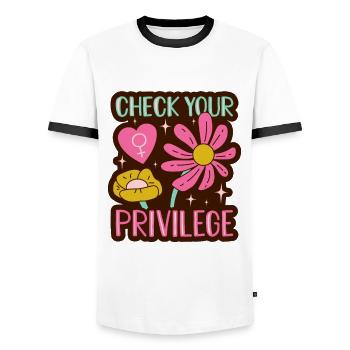 Feminist Feminism Women's Rights Equality - Men's Ringer Shirt - white/black - Front - AI Model Female 172 light (172cm) & AI Model Male 178 dark (178cm)