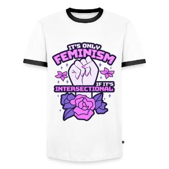 Feminist Feminism Women's Rights Equality - Men's Ringer Shirt - white/black - Front - AI Model Female 172 light (172cm) & AI Model Male 178 dark (178cm)