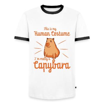 Capybara - Männer Kontrast-T-Shirt - Weiß/Schwarz - Vorne - AI Model Female 172 light (172cm) & AI Model Male 178 dark (178cm)