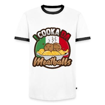 Italienische Frikadelle Italienische Küche - Männer Kontrast-T-Shirt - Weiß/Schwarz - Vorne - AI Model Female 172 light (172cm) & AI Model Male 178 dark (178cm)