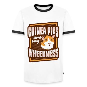 Guinea Pig Wheek Guinea Pig Lovers - Men's Ringer Shirt - white/black - Front - AI Model Female 172 light (172cm) & AI Model Male 178 dark (178cm)
