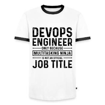Sys-Admin Developer Devops Engineer - Men's Ringer Shirt - white/black - Front - AI Model Female 172 light (172cm) & AI Model Male 178 dark (178cm)