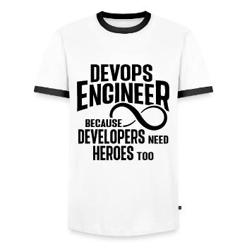 Sys-Admin Developer Devops Engineer - Men's Ringer Shirt - white/black - Front - AI Model Female 172 light (172cm) & AI Model Male 178 dark (178cm)
