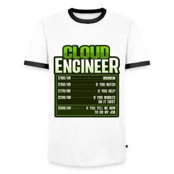 Cloud Administrator Cloud Devops - Men's Ringer Shirt - white/black - Front - AI Model Female 172 light (172cm) & AI Model Male 178 dark (178cm)
