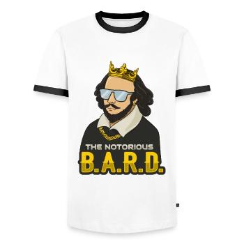 William Shakespeare mit Krone Design - Männer Kontrast-T-Shirt - Weiß/Schwarz - Vorne - AI Model Female 172 light (172cm) & AI Model Male 178 dark (178cm)