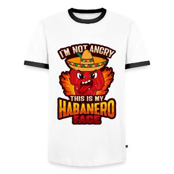 Habanero Scoville-Chili-Liebhaber - Männer Kontrast-T-Shirt - Weiß/Schwarz - Vorne - AI Model Female 172 light (172cm) & AI Model Male 178 dark (178cm)