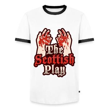 Macbeth The Scottish Piece of Design - Men's Ringer Shirt - white/black - Front - AI Model Female 172 light (172cm) & AI Model Male 178 dark (178cm)