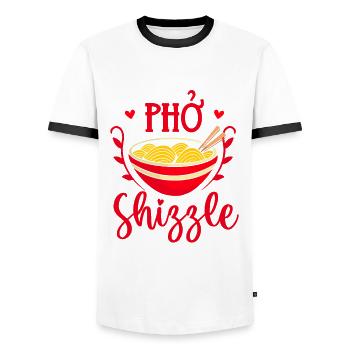 Pho Shizzle Asian Pho Noodle Soup - Men's Ringer Shirt - white/black - Front - AI Model Female 172 light (172cm) & AI Model Male 178 dark (178cm)