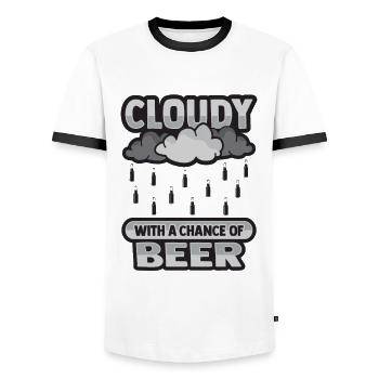 Cloudy with a chance for beer design - Men's Ringer Shirt - white/black - Front - AI Model Female 172 light (172cm) & AI Model Male 178 dark (178cm)