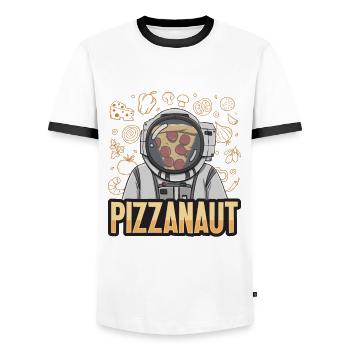 Pizzanaut design for a hobby pizza baker - Men's Ringer Shirt - white/black - Front - AI Model Female 172 light (172cm) & AI Model Male 178 dark (178cm)