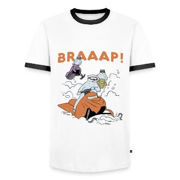 Eisbär reitet Schneemobil Braap Design - Männer Kontrast-T-Shirt - Weiß/Schwarz - Vorne - AI Model Female 172 light (172cm) & AI Model Male 178 dark (178cm)