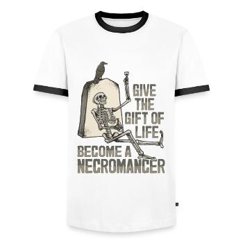 Nécromancien mort-vivant Squelette Sataniste Goth - T-shirt contrasté Homme - blanc/noir - Devant - AI Model Female 172 light (172cm) & AI Model Male 178 dark (178cm)