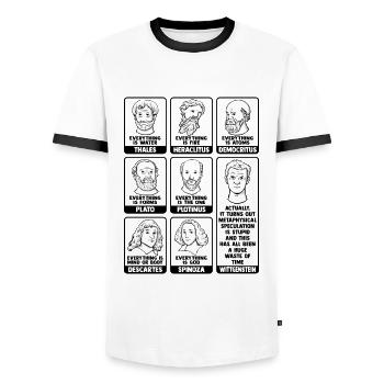 Philosophie Meme Design für einen Philosophen - Männer Kontrast-T-Shirt - Weiß/Schwarz - Vorne - AI Model Female 172 light (172cm) & AI Model Male 178 dark (178cm)