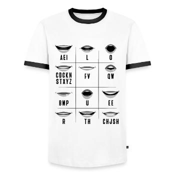 Lippenlesen ASL Handgesten Gehörlose - Männer Kontrast-T-Shirt - Weiß/Schwarz - Vorne - AI Model Female 172 light (172cm) & AI Model Male 178 dark (178cm)