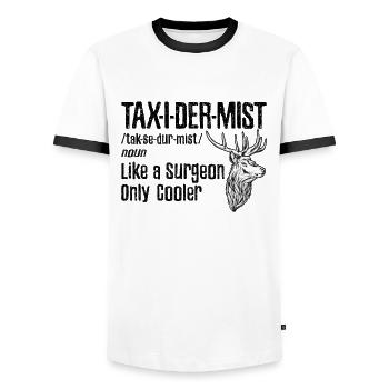 Designs for a taxidermist for stuffing - Men's Ringer Shirt - white/black - Front - AI Model Female 172 light (172cm) & AI Model Male 178 dark (178cm)