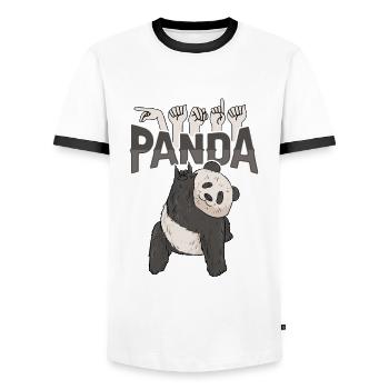 ILY Panda ASL Gebärdensprache - Männer Kontrast-T-Shirt - Weiß/Schwarz - Vorne - AI Model Female 172 light (172cm) & AI Model Male 178 dark (178cm)