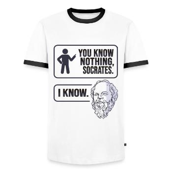 Socrates Philosophy Design für einen Philosophen - Männer Kontrast-T-Shirt - Weiß/Schwarz - Vorne - AI Model Female 172 light (172cm) & AI Model Male 178 dark (178cm)