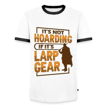 LARP RPG Roleplayers - Men's Ringer Shirt - white/black - Front - AI Model Female 172 light (172cm) & AI Model Male 178 dark (178cm)