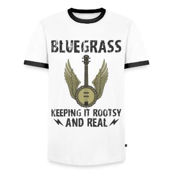 Witziges Bluegrass-Musiker-Design für - Männer Kontrast-T-Shirt - Weiß/Schwarz - Vorne - AI Model Female 172 light (172cm) & AI Model Male 178 dark (178cm)