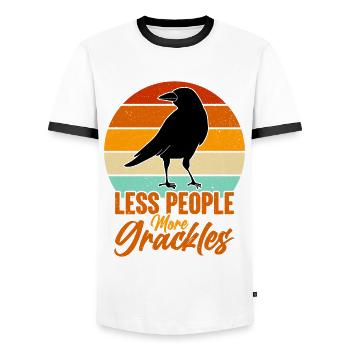 Blackbird Grackle Bird Design pour les ornithologues amateurs - T-shirt contrasté Homme - blanc/noir - Devant - AI Model Female 172 light (172cm) & AI Model Male 178 dark (178cm)