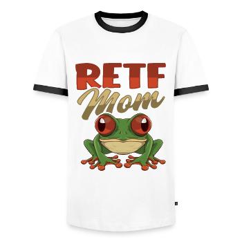 Grenouille aux yeux rouges RETF MOM pour une mère grenouille - T-shirt contrasté Homme - blanc/noir - Devant - AI Model Female 172 light (172cm) & AI Model Male 178 dark (178cm)