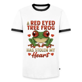 Conception d’amour de grenouille aux yeux rouges pour un fan de grenouille - T-shirt contrasté Homme - blanc/noir - Devant - AI Model Female 172 light (172cm) & AI Model Male 178 dark (178cm)