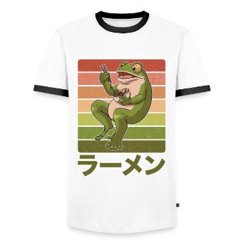 La grenouille crapaud mange la conception de soupe ramen pour un - T-shirt contrasté Homme - blanc/noir - Devant - AI Model Female 172 light (172cm) & AI Model Male 178 dark (178cm)
