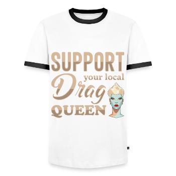 Unterstützen Sie Ihren lokalen Drag Queen Pride - Männer Kontrast-T-Shirt - Weiß/Schwarz - Vorne - AI Model Female 172 light (172cm) & AI Model Male 178 dark (178cm)