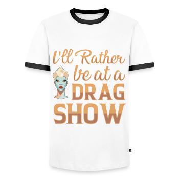 LGBTQ Außerdienstliche Drag Queen Pride - Männer Kontrast-T-Shirt - Weiß/Schwarz - Vorne - AI Model Female 172 light (172cm) & AI Model Male 178 dark (178cm)