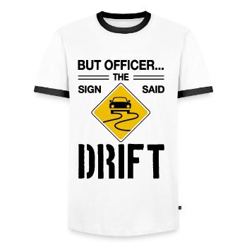 Jdm Auto aber Offizier das Zeichen sagte Drift - Männer Kontrast-T-Shirt - Weiß/Schwarz - Vorne - AI Model Female 172 light (172cm) & AI Model Male 178 dark (178cm)