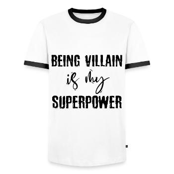Être un méchant est mon super-pouvoir - T-shirt contrasté Homme - blanc/noir - Devant - AI Model Female 172 light (172cm) & AI Model Male 178 dark (178cm)