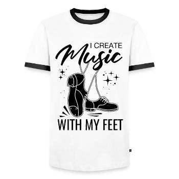 Danseur de claquettes Chaussures de danse à claquettes Instructeur de danse à claquettes - T-shirt contrasté Homme - blanc/noir - Devant - AI Model Female 172 light (172cm) & AI Model Male 178 dark (178cm)