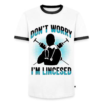 Anesthesiologist Anesthesia Anesthesiology Anesthesiologist - Men's Ringer Shirt - white/black - Front - AI Model Female 172 light (172cm) & AI Model Male 178 dark (178cm)