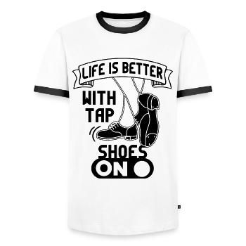 Danseur de claquettes Chaussures de danse à claquettes Instructeur de danse à claquettes - T-shirt contrasté Homme - blanc/noir - Devant - AI Model Female 172 light (172cm) & AI Model Male 178 dark (178cm)