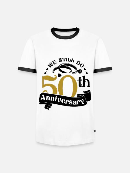 50th Wedding Anniversary Husband Wife Marriage - Men's Ringer Shirt - white/black