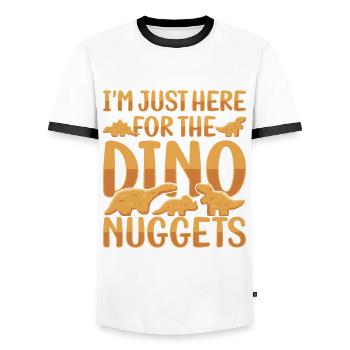 Vous n’êtes jamais trop vieux pour les pépites de poulet - T-shirt contrasté Homme - blanc/noir - Devant - AI Model Female 172 light (172cm) & AI Model Male 178 dark (178cm)