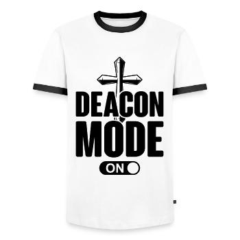 Church Deacon Religion Christian Faith Church - Men's Ringer Shirt - white/black - Front - AI Model Female 172 light (172cm) & AI Model Male 178 dark (178cm)