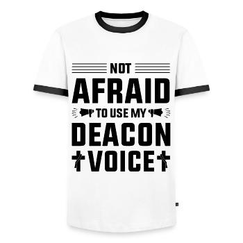 Church Deacon Religion Christian Faith Church - Men's Ringer Shirt - white/black - Front - AI Model Female 172 light (172cm) & AI Model Male 178 dark (178cm)