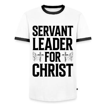 Church Deacon Religion Christian Faith Church - Men's Ringer Shirt - white/black - Front - AI Model Female 172 light (172cm) & AI Model Male 178 dark (178cm)