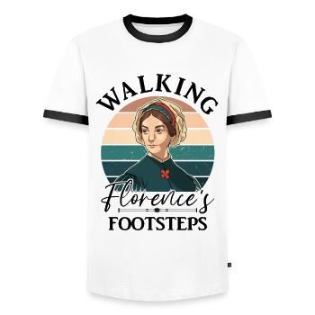 Infirmière Florence Nightingale Medical - T-shirt contrasté Homme - blanc/noir - Devant - AI Model Female 172 light (172cm) & AI Model Male 178 dark (178cm)