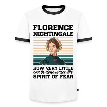 Infirmière Florence Nightingale Medical - T-shirt contrasté Homme - blanc/noir - Devant - AI Model Female 172 light (172cm) & AI Model Male 178 dark (178cm)