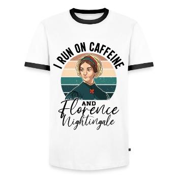 Infirmière Florence Nightingale Medical - T-shirt contrasté Homme - blanc/noir - Devant - AI Model Female 172 light (172cm) & AI Model Male 178 dark (178cm)