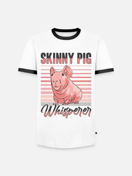 Hairless guinea pig Skinny piggy - Men's Ringer Shirt - white/black