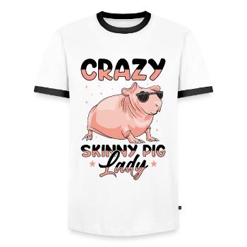 Haarloses Meerschweinchen Dünnes Schweinchen - Männer Kontrast-T-Shirt - Weiß/Schwarz - Vorne - AI Model Female 172 light (172cm) & AI Model Male 178 dark (178cm)