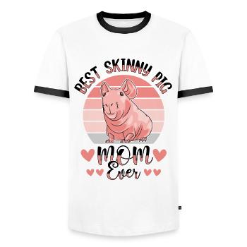 hairless guinea pig, skinny pig, - Men's Ringer Shirt - white/black - Front - AI Model Female 172 light (172cm) & AI Model Male 178 dark (178cm)