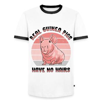 Hairless guinea pig Skinny piggy - Men's Ringer Shirt - white/black - Front - AI Model Female 172 light (172cm) & AI Model Male 178 dark (178cm)